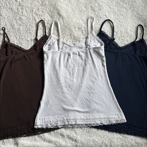 Set of 3 Hollister Lace Trim Camisoles - White, Brown, Navy - Picture 6 of 6